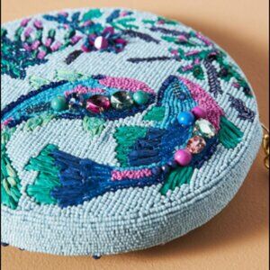 Anthropologie Under the Sea beaded pouch - Blue - NWT